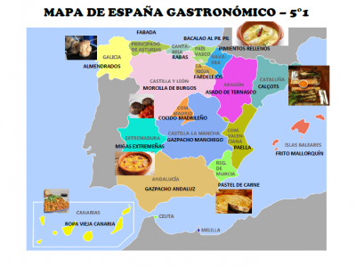 Carte gastronomique de l'Espagne 5°1